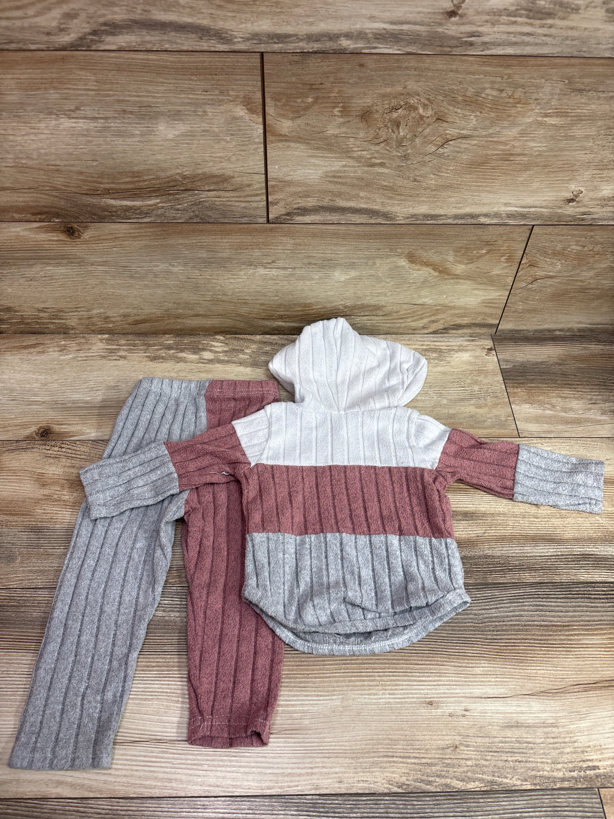 2pc Hooded Sweater & Pants Set White sz 9-12m