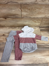 2pc Hooded Sweater & Pants Set White sz 9-12m