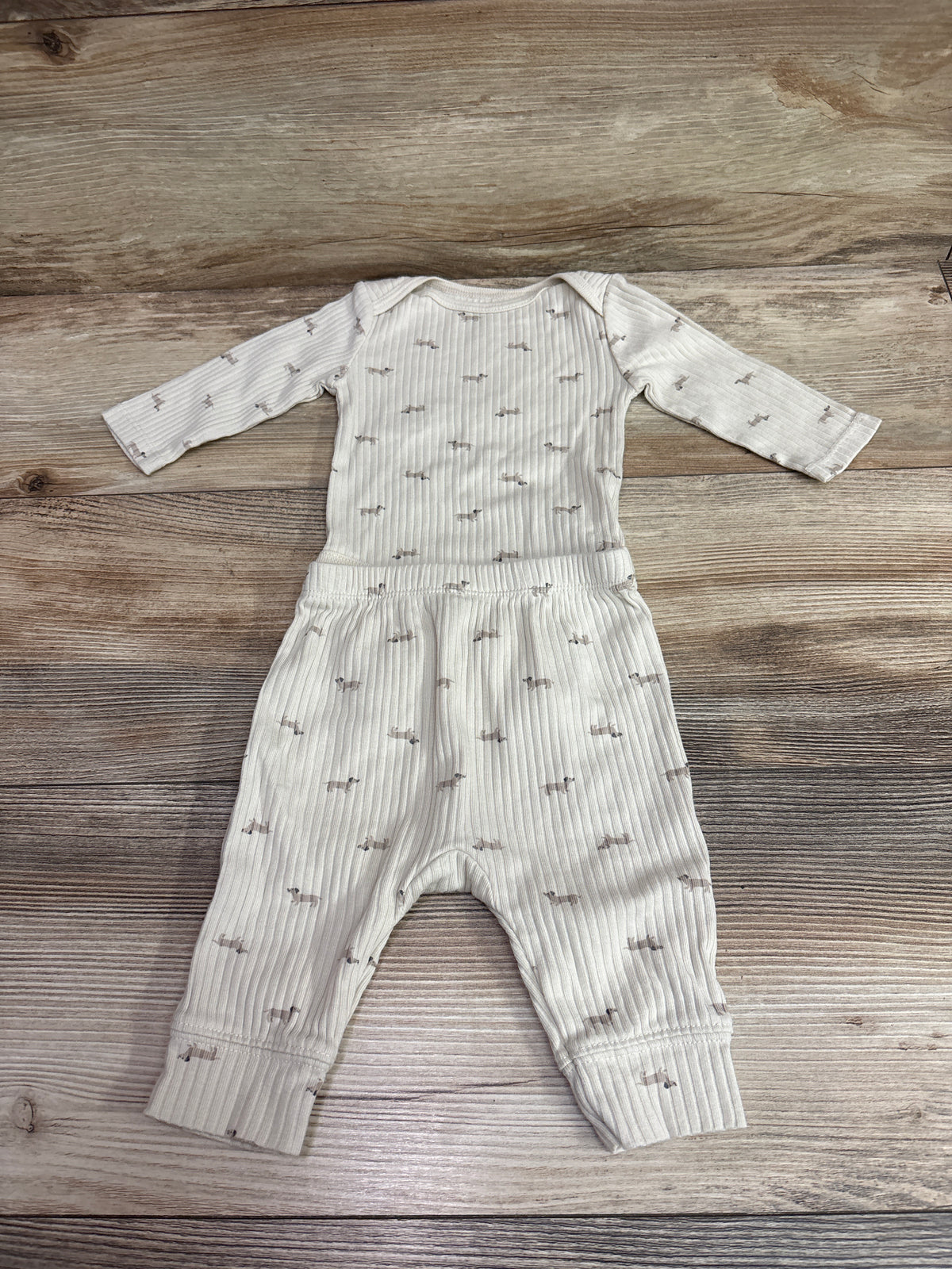 Cloud Island 2pc Ribbed Bodysuit & Pants Set Beige sz 0-3m