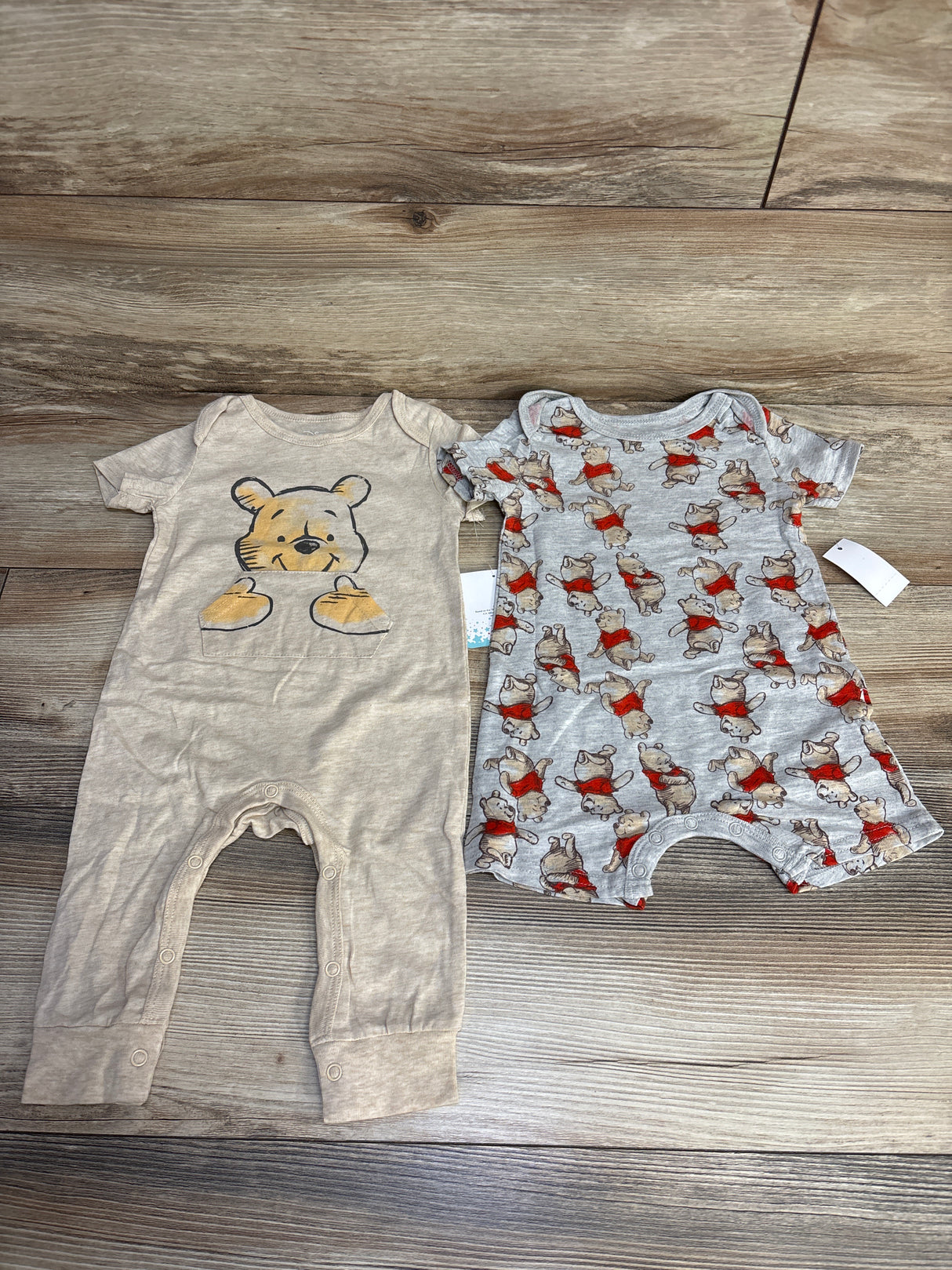 NEW Disney Baby 2pk Winnie The Pooh Rompers Oatmeal sz 3-6m