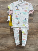 NEW Just One You 4pk Palm Tree Print Pajama Set Pink sz 2T