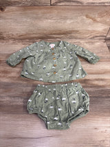 Cat & Jack 2pc Textured Floral Dress & Bloomers Set Sage sz 3-6m