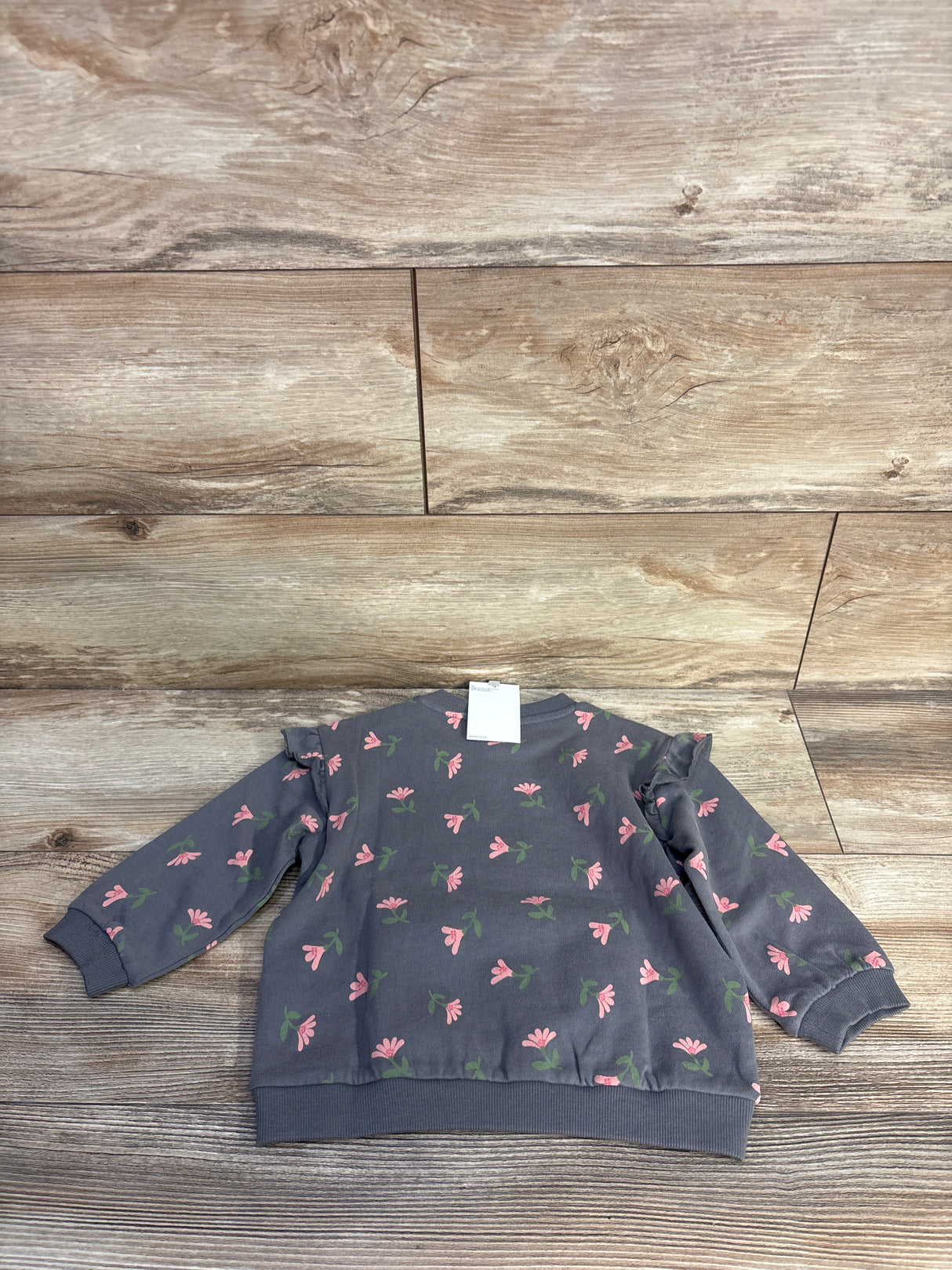 NEW H&M Floral Pullover Sweatshirt Grey sz 12-18m