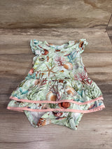 Cuddles N Giggles Sea Animal Bamboo Bodysuit Twirl Dress Green sz 6-12m