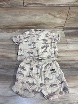 Volcom 2pc Linen Blend Button Up Shirt & Shorts Set Beige sz 12m