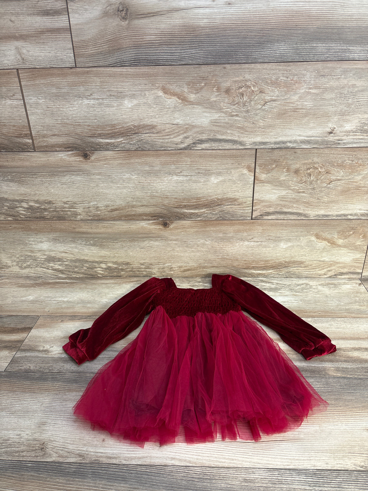 Smocked Velvet Tulle Dress Red sz 2-3T