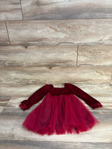 Smocked Velvet Tulle Dress Red sz 2-3T
