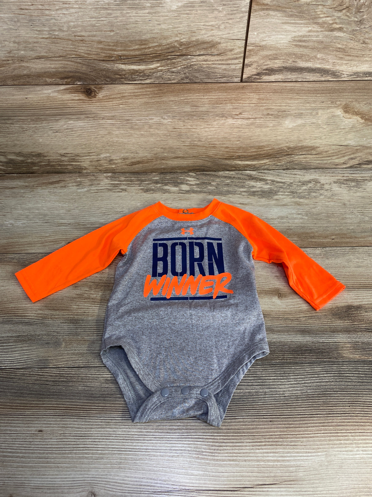 Under Armour Born Winner Bodysuit Orange/Grey sz 3-6m