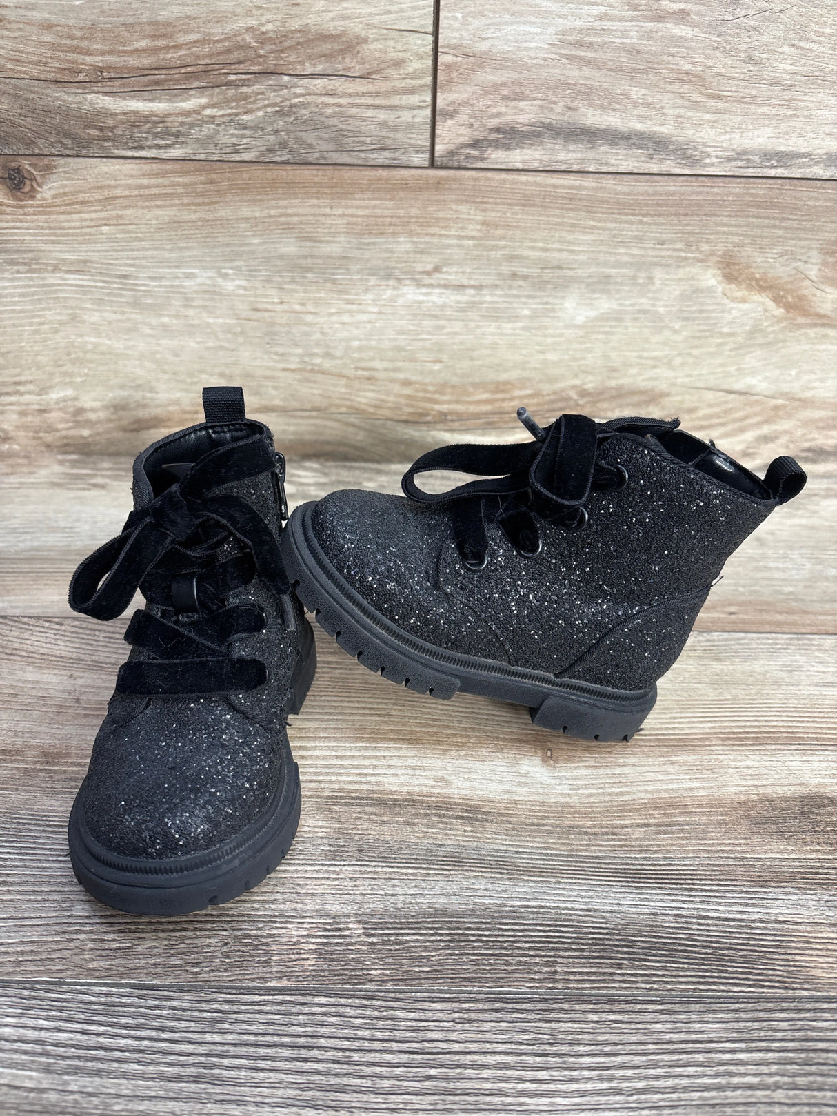 Cat & Jack Glitter Boots, Black sz 7c