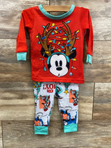 Disney 2pc Mickey Mouse Christmas Pajama Set Red sz 12m