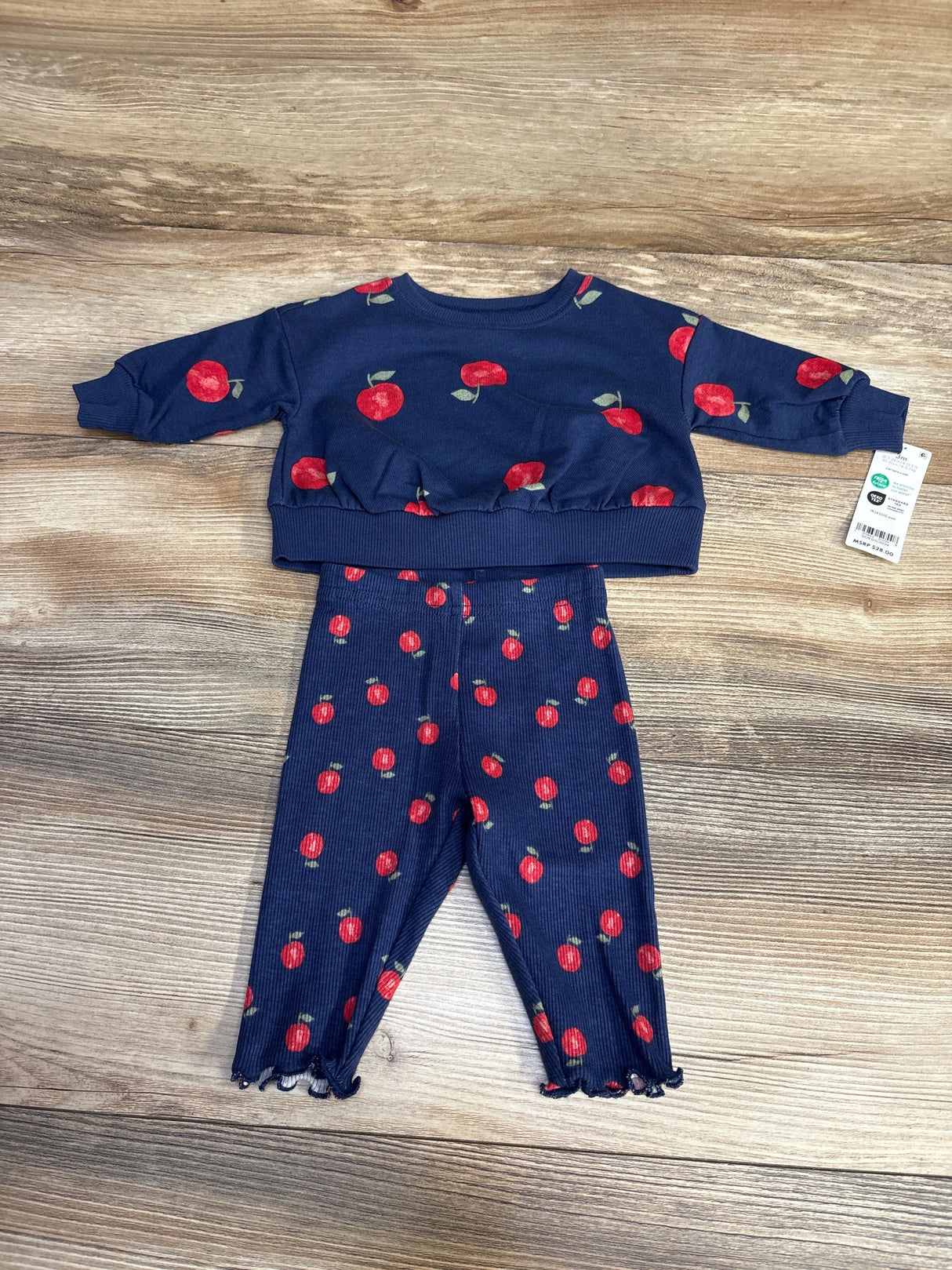 NEW Carter's 2pc Apple Print Sweatshirt & Leggings Navy sz 3m - Me n Mommy To Be