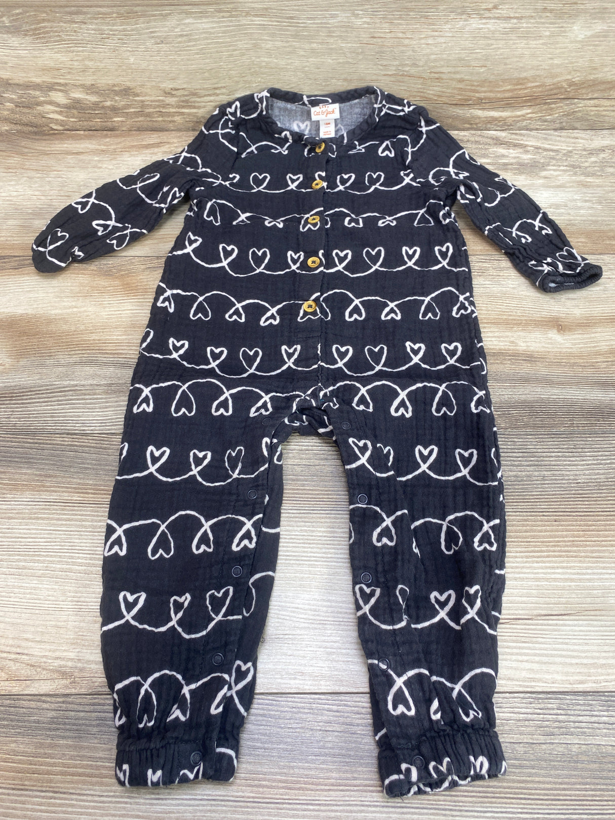 Cat & Jack Heart Print Coverall Grey sz 18m