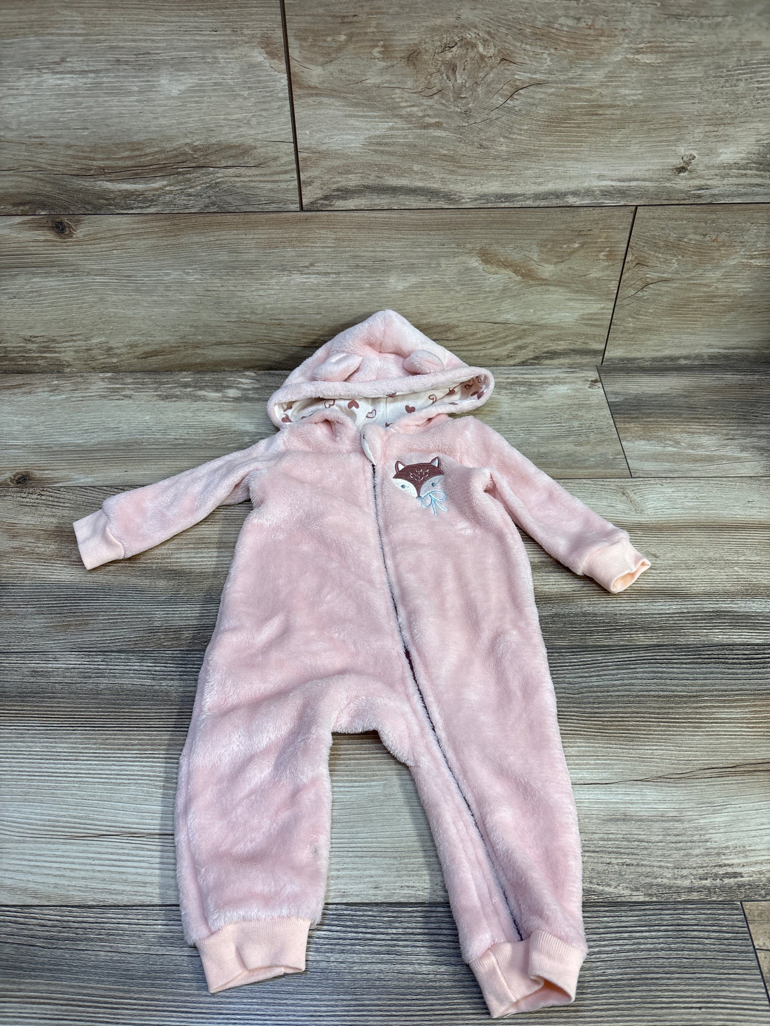 Tahari Plush Hooded Coverall Pink sz 3-6m
