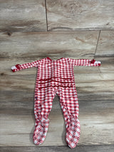 Kickee Pants Bamboo Ruffle Zip Footie in Wild Strawberry Gingham Red sz 3-6m