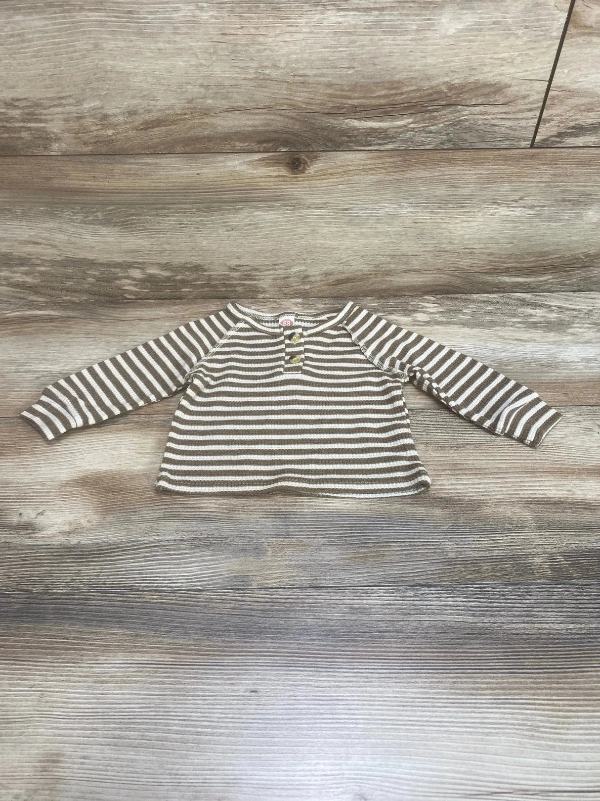 Shein Striped Henley Shirt Beige sz 3m