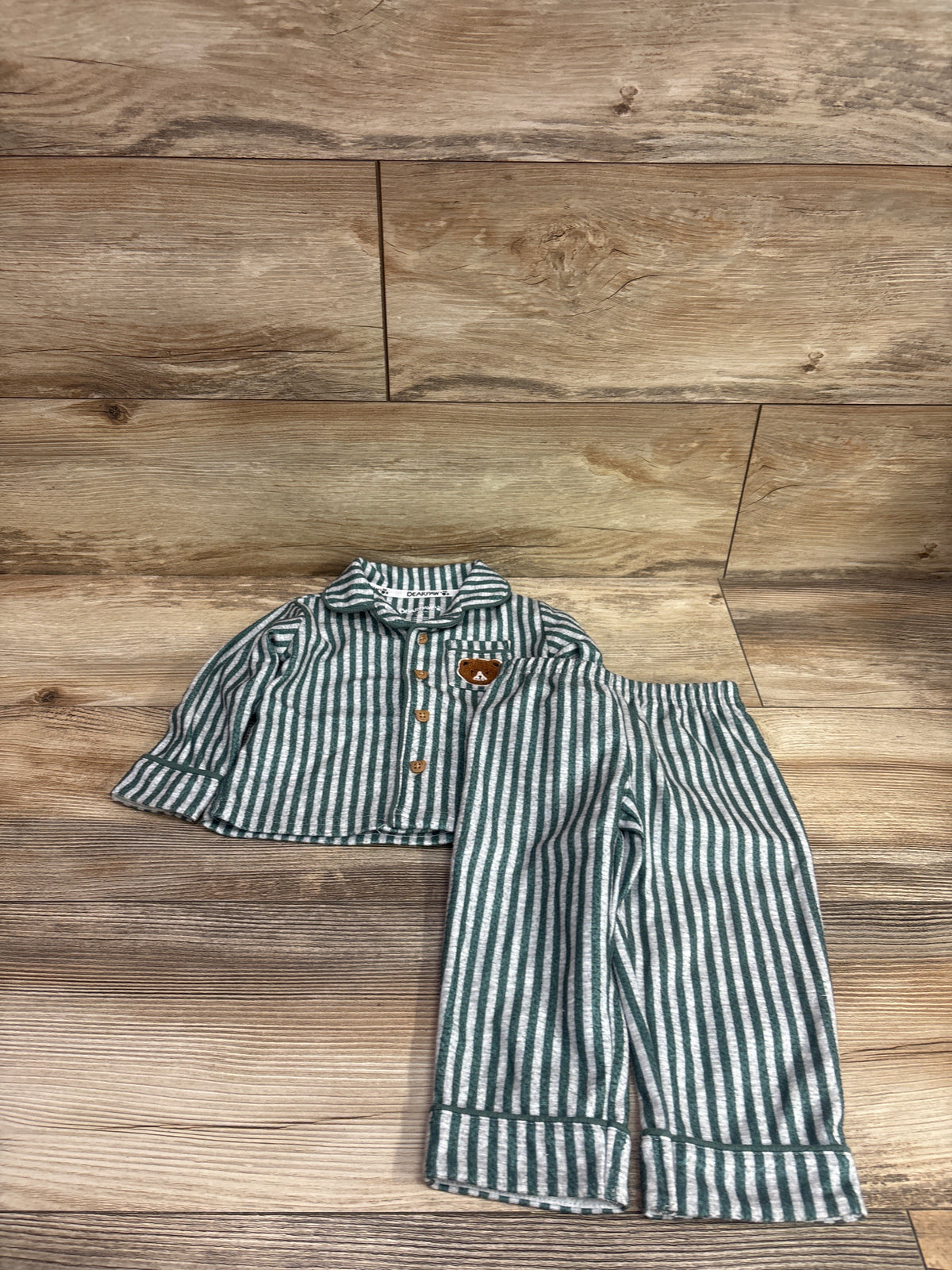 Bearpaw 2pc Coat Style Pajama Set Green sz 12m