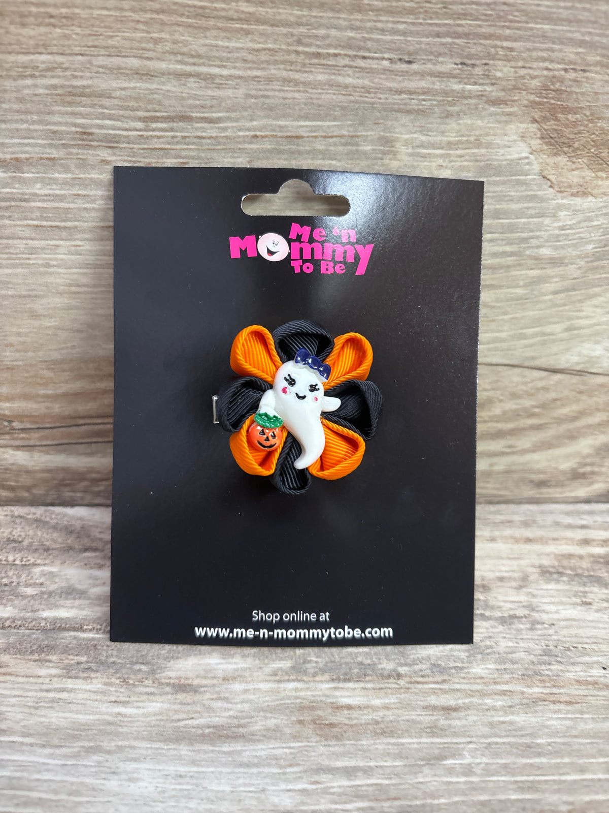 NEW Ghost Applique Black & Orange Hair Bow