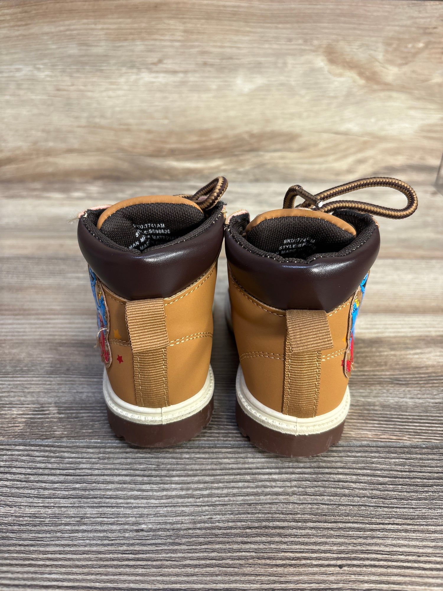 Sesame Street Elmo & Cookie Monster Lace-Up Boots Brown sz 6c
