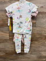 NEW Just One You 4pk Palm Tree Print Pajama Set Pink sz 2T