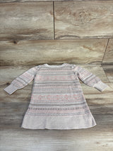 Baby Gap Fair Isle Metallic Textured Sweater Dress Beige sz 18-24m