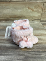 NEW First Steps by Stepping Stones Knit Faux Fur Pom-Pom Botos Pink sz 3/4c