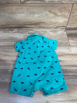 Simple Joys Dinosaur Polo Shortie Romper Teal sz 0-3m