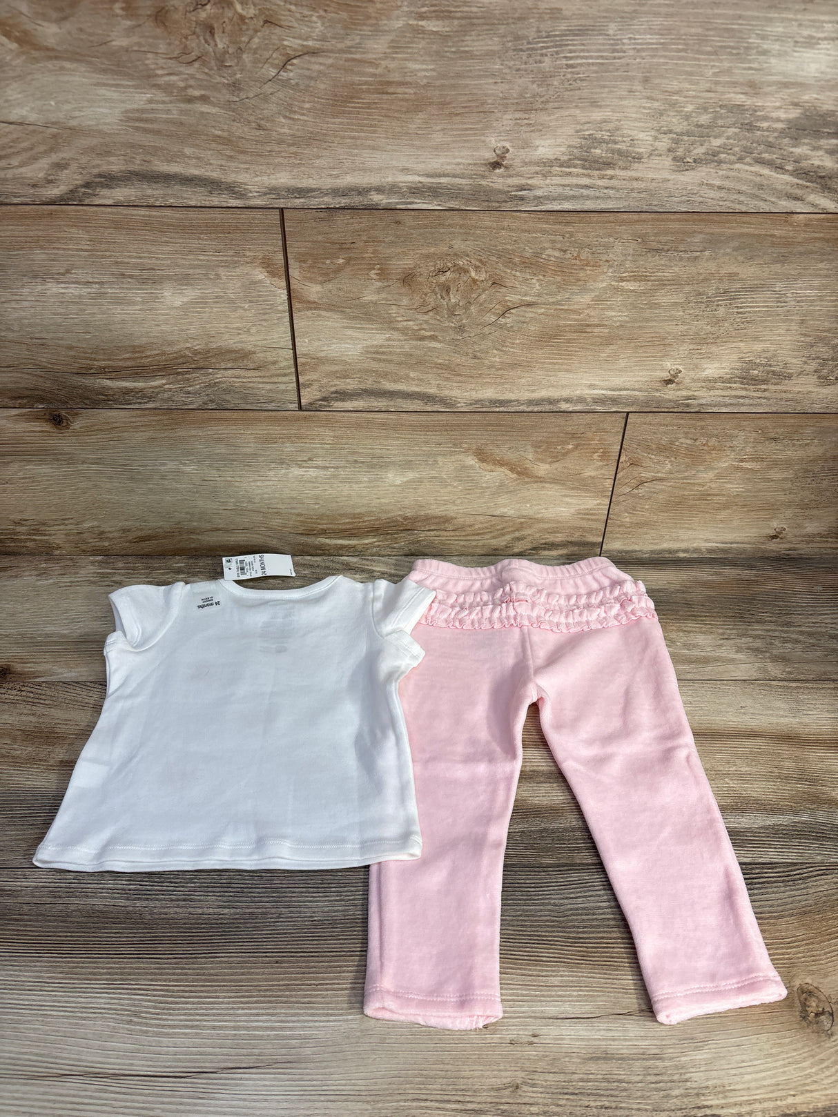 NEW First Impressions 2pc Embroidered Butterfly Shirt & Pants White sz 24m