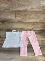 NEW First Impressions 2pc Embroidered Butterfly Shirt & Pants White sz 24m