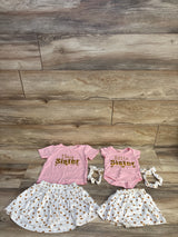 AMAWMW Big Sister Little Sister Matching Outfits Pink sz 2T/6-9m