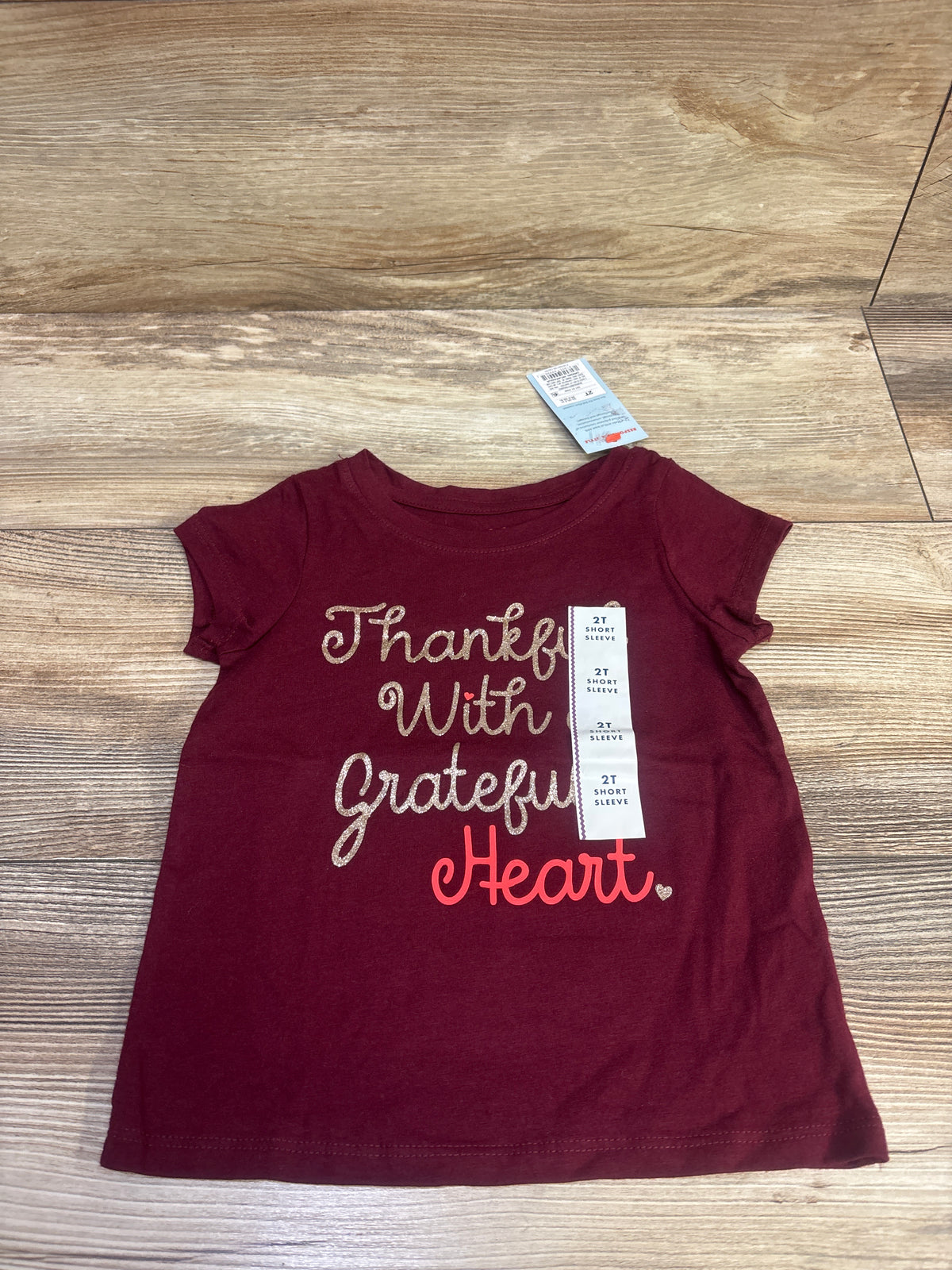 NEW Cat & Jack Thankful Graphic Shirt Burgundy sz 2T