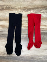 Hudson Baby Cotton Tights Red & Black 2pk sz 0-9m