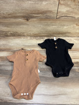 Shein 2pk Ribbed Henley Bodysuits Black sz 6-9m