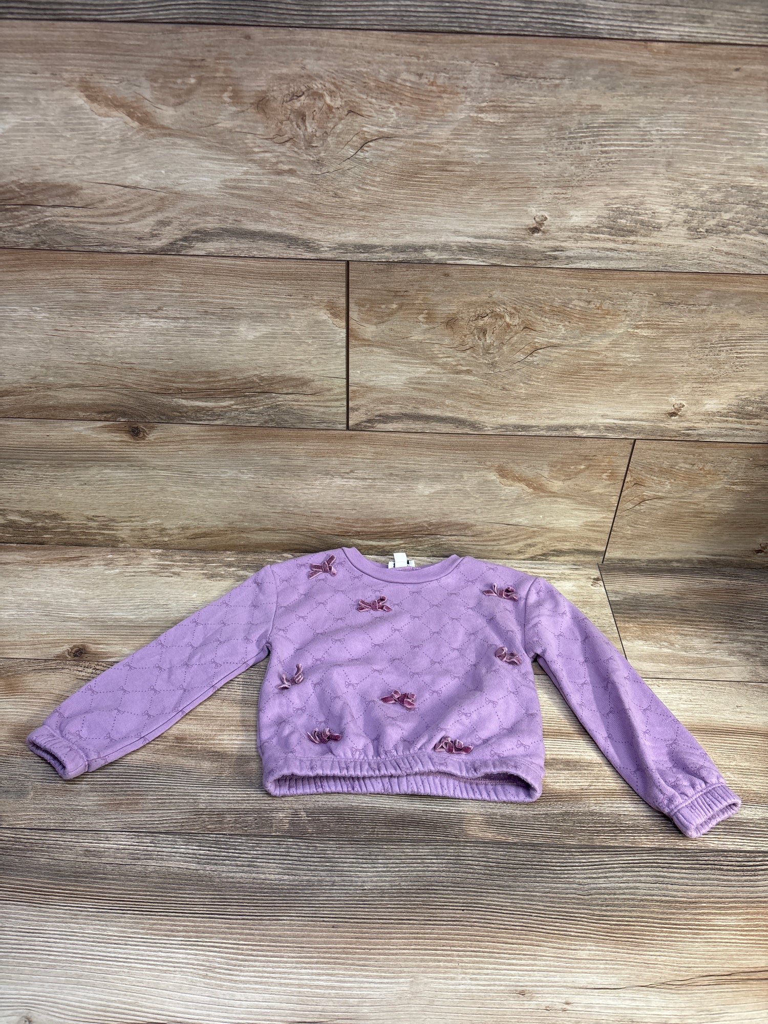 Splendid Bow Applique Pullover Sweatshirt Purple sz 2T