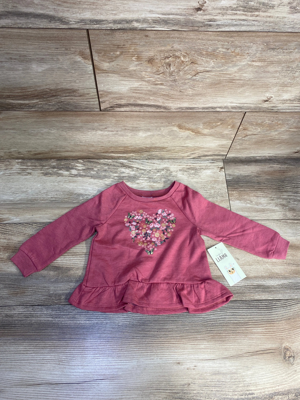 Laughing Llama Floral Peplum Top Pink sz 12m