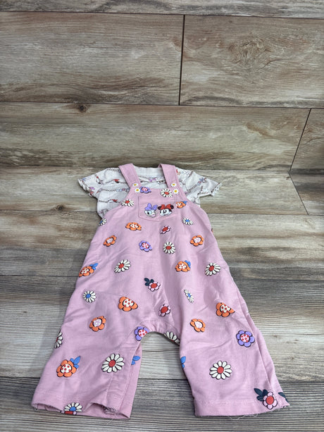 Boxlunch pink Disney Minnie and Daisy floral infant overalls and t-shirt set
