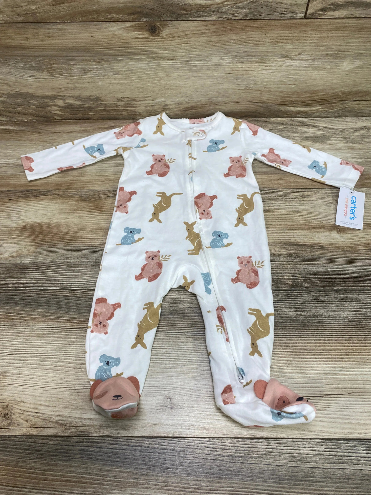 NEW Just One You Animal Print Sleeper White sz 6m