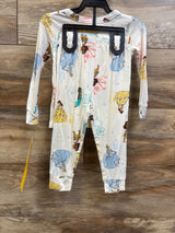 NEW Disney Princess 2pc Viscose Snug Fit Pajama Set White sz 2T