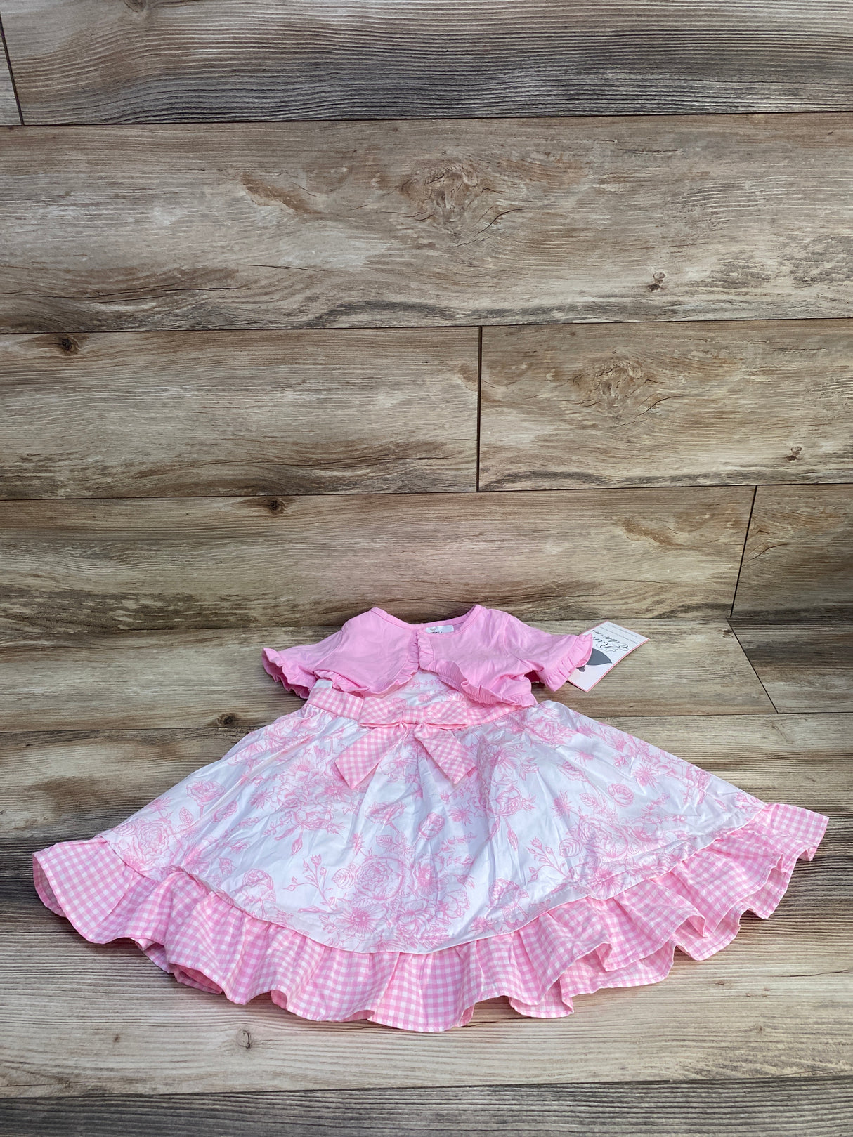 NEW Rare Editions 2pc Floral Dress & Shrug Pink/White sz 2T