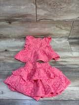Penelope Mack 2pc Gauze Peplum Top & Ruffle Skort Set Pink sz 3T