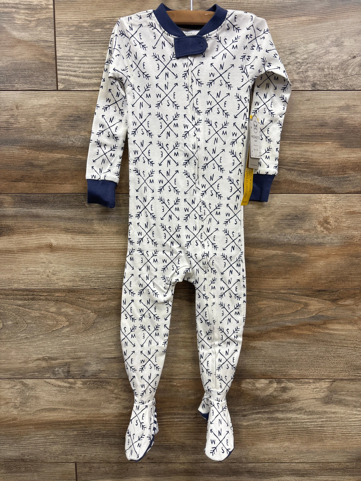 NEW Honest Baby Compass Print Sleeper White sz 24m