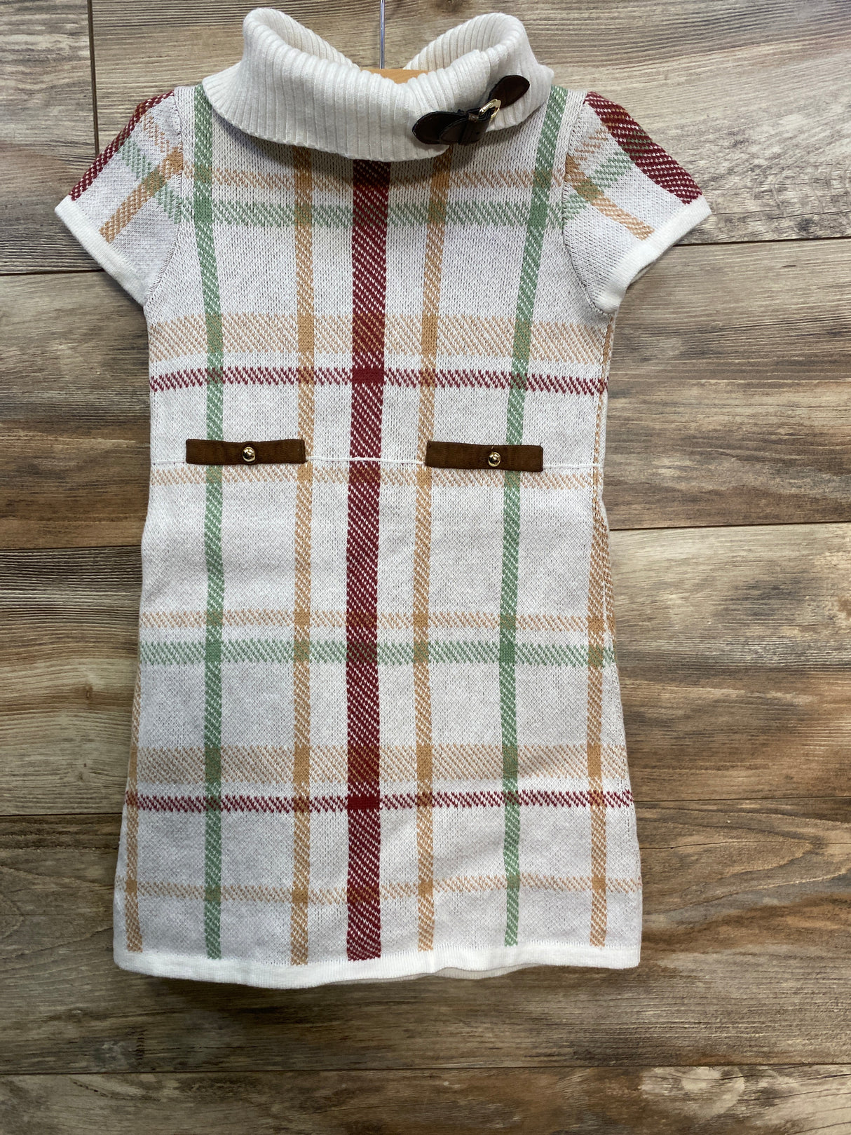 Janie & Jack The Saddle Club Sweater Dress in Jet Ivory Plaid sz 5