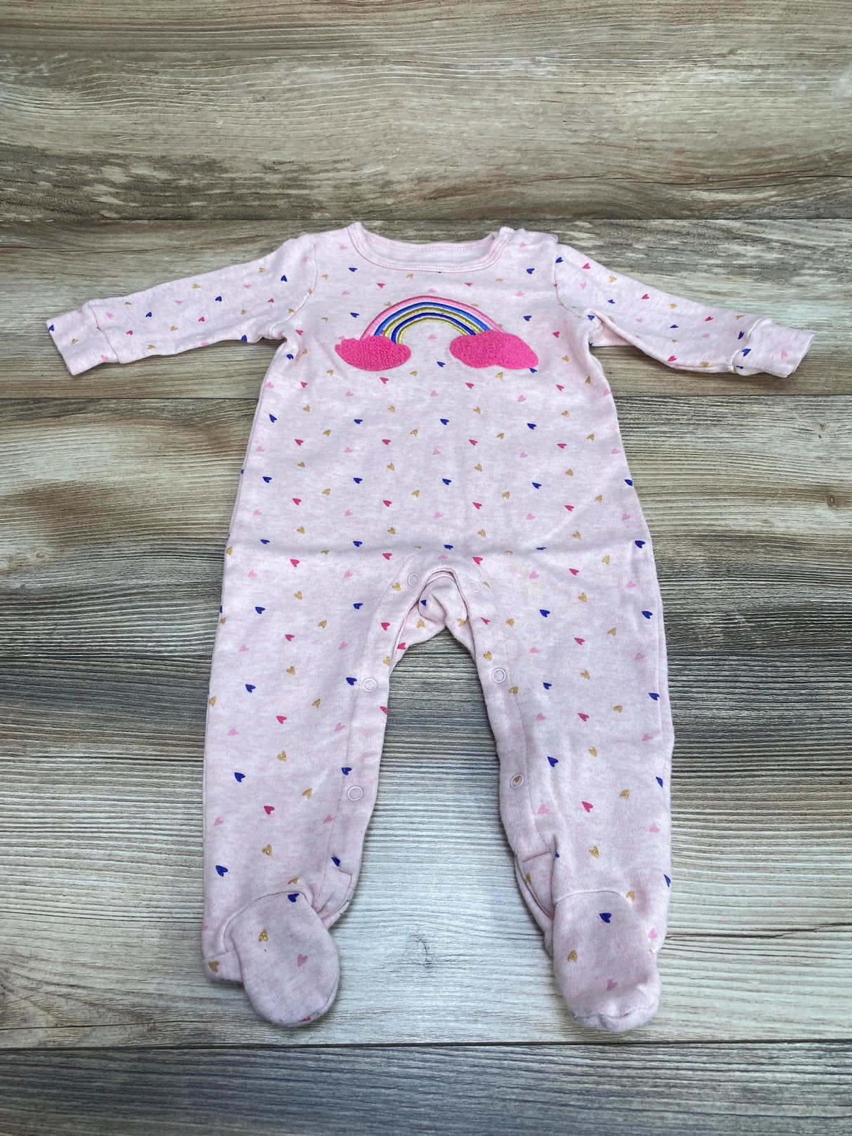 Sterling Baby Heart Print Footed Coverall Pink sz 9m