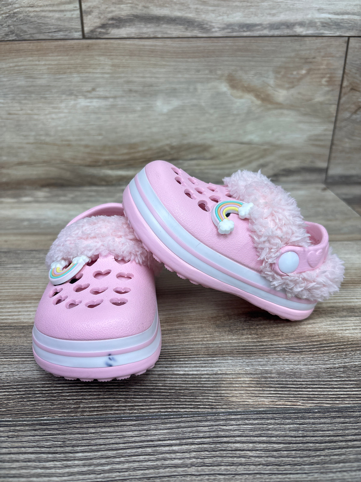 Stepping Stones Fur-Lined Heart Clogs Pink sz 4c