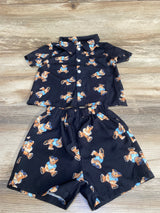 Shein 2pc Bear Button Up Shirt & Shorts Black sz 2-3T