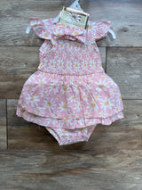 NEW Daisy Fuentes 2pc Floral Bodysuit Dress & Headband Set Pink sz 12m