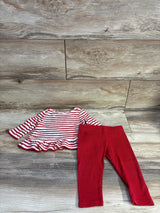 Cloud Island 2pc Striped Long Sleeve Peplum Top & Leggings Set Red sz 12m