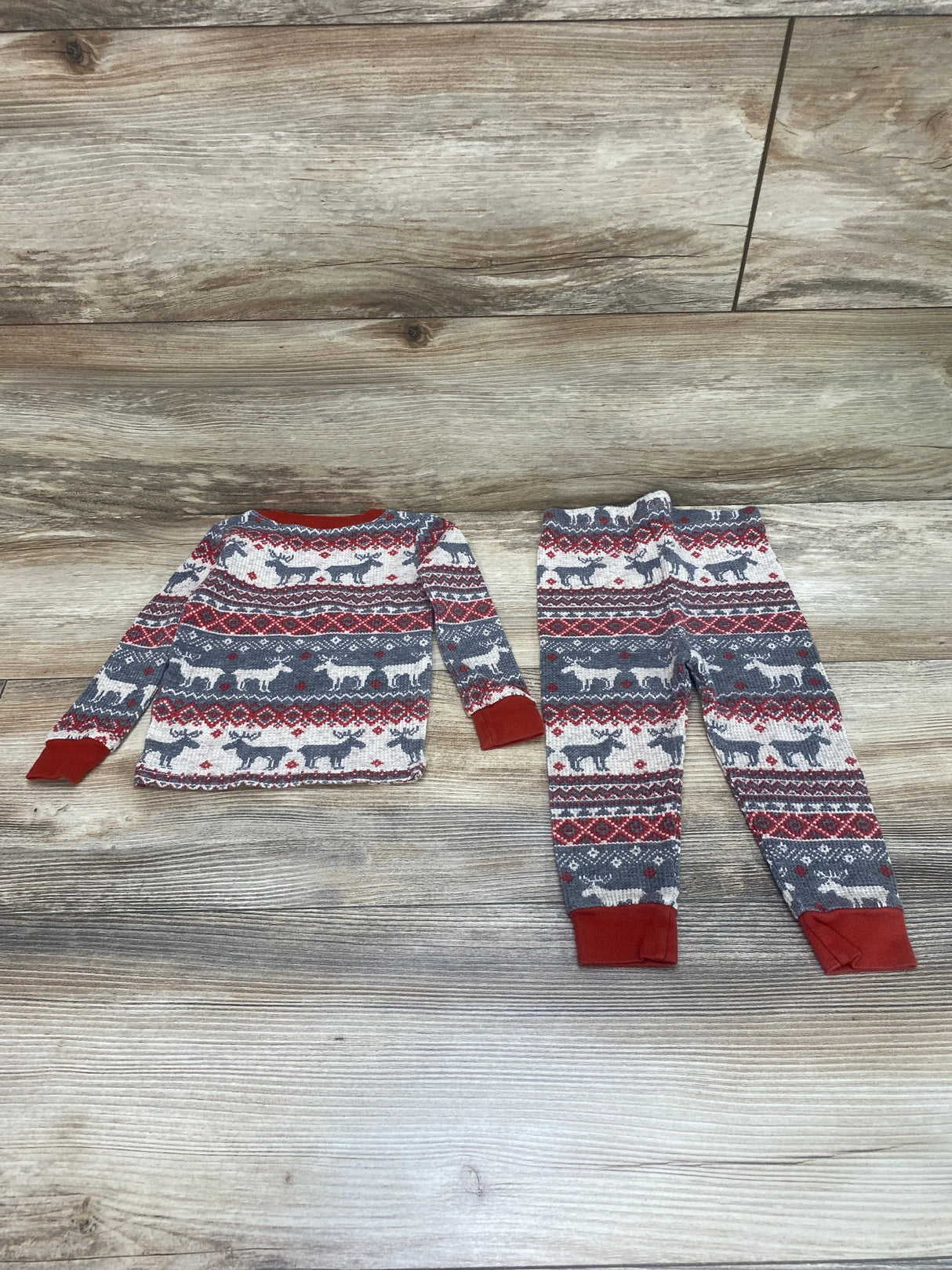 Children's Place 2pc Fair Isle Pajama Set Red/Grey sz 9-12m - Me n Mommy To Be