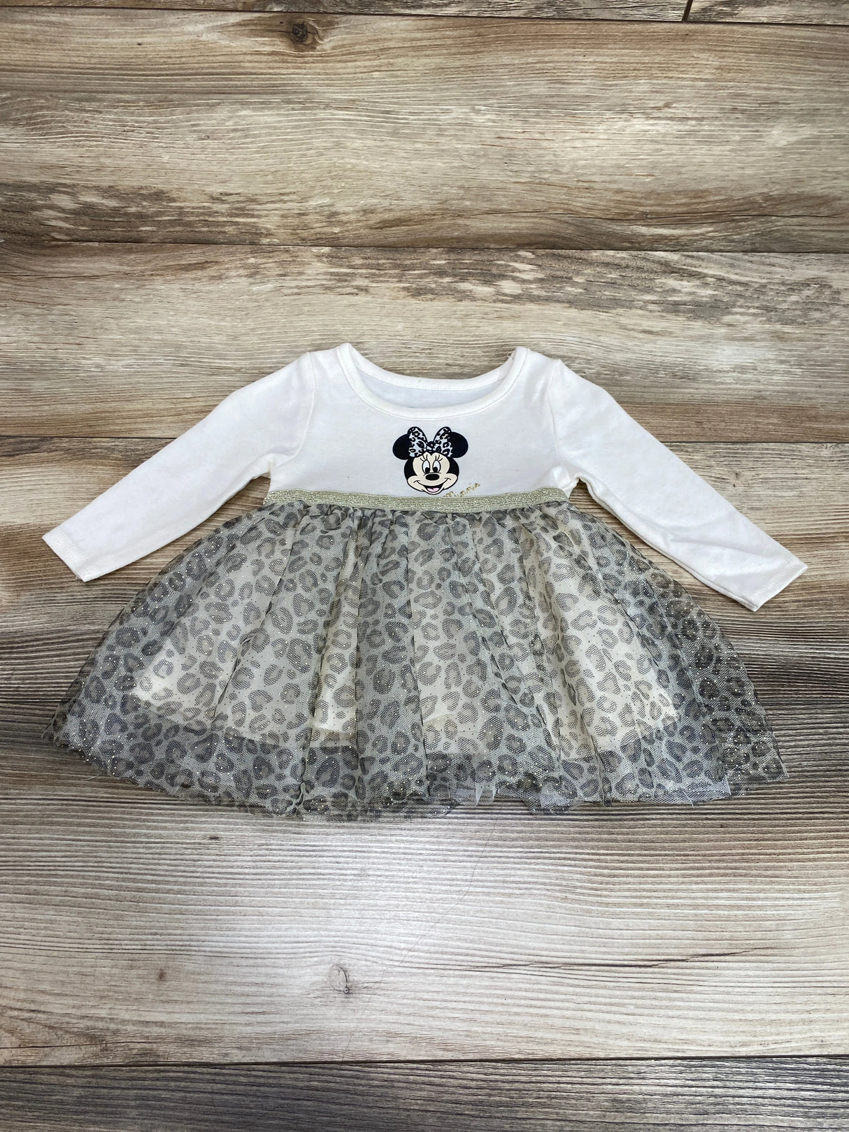 Disney Baby Minnie Mouse Tulle Bodysuit Dress Cream sz 0-3m