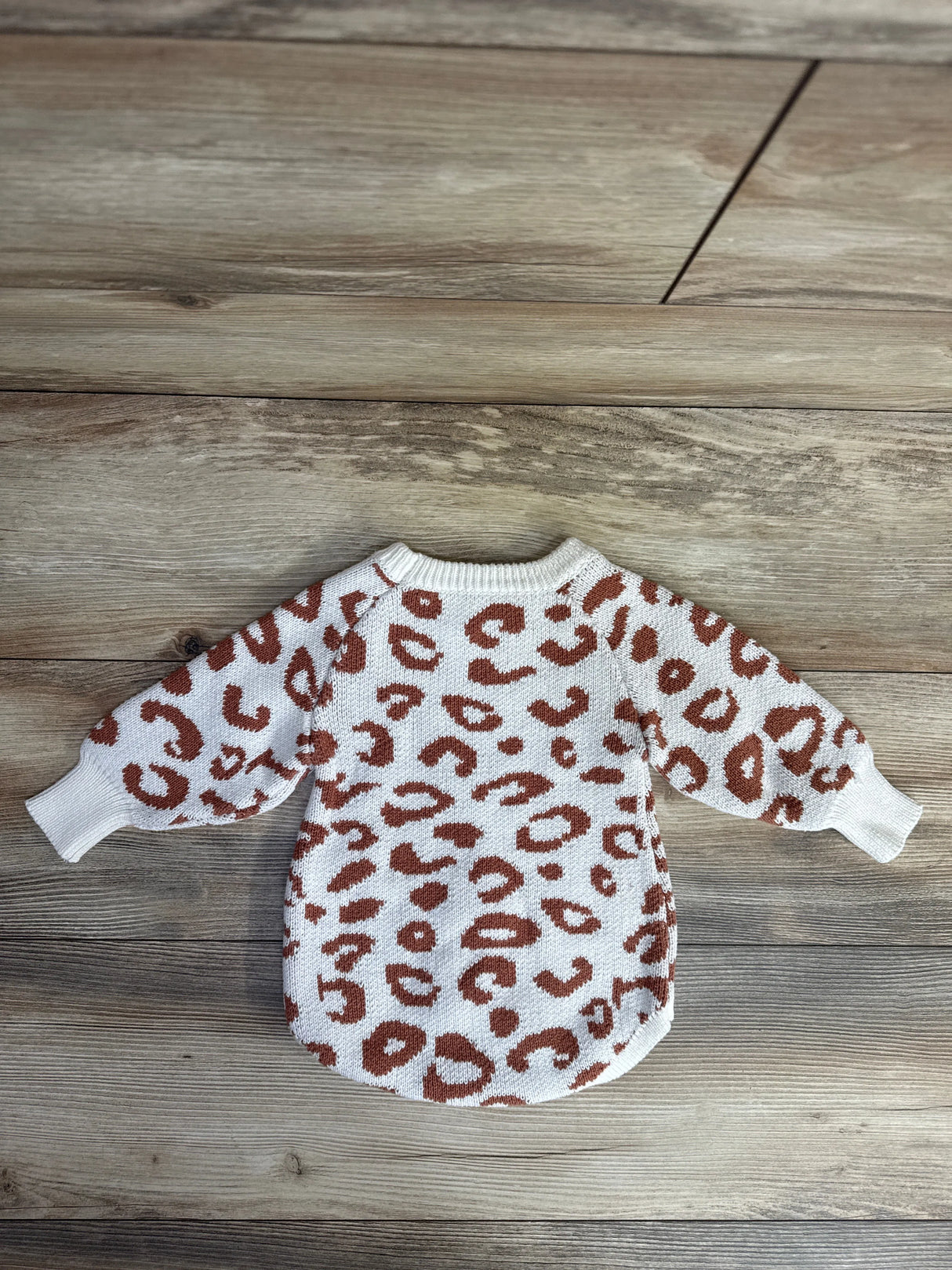 Tiny & Teeny Tots Knit Cotton Leopard Romper Brown sz 12-18m