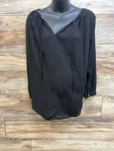 A Pea in The Pod Maternity Sheer Pleated Blouse Black sz Medium